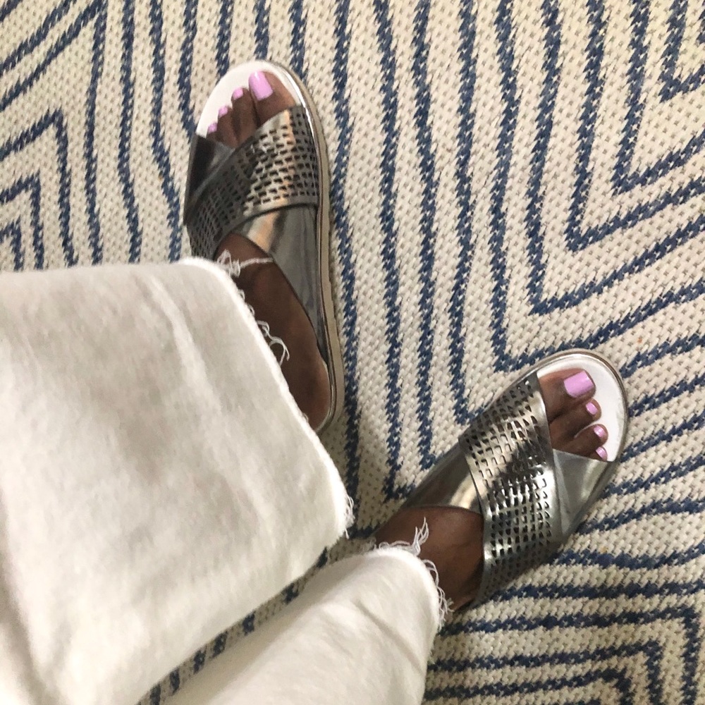 Dolce vita leather metallic slides